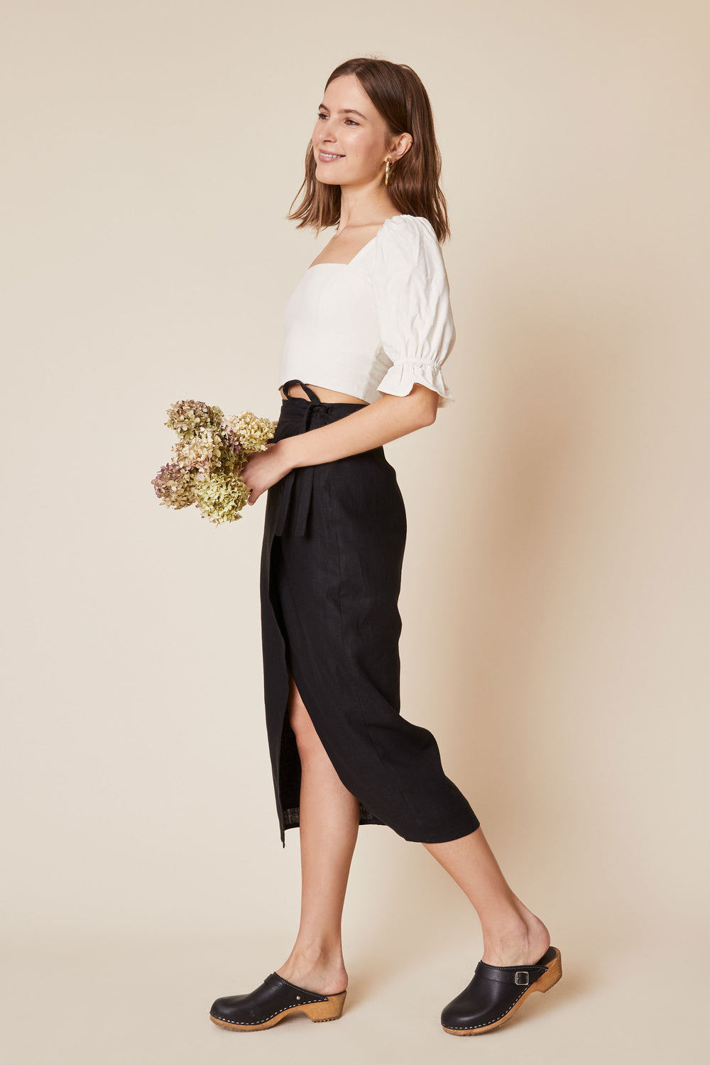 Valentina Skirt in Black Linen - Whimsy & Row
