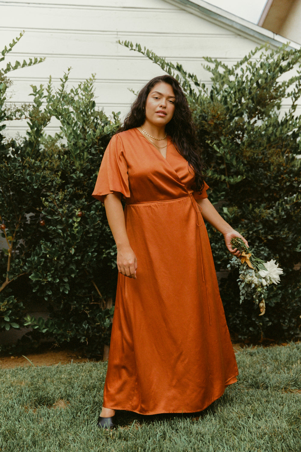 Lola Wrap Dress in Rust Extended - Whimsy & Row