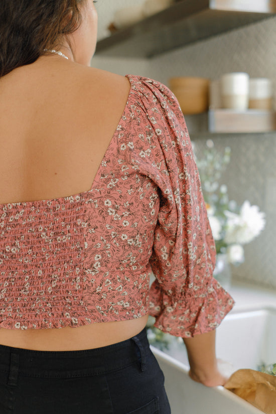Eden Crop Top in Rhubarb Floral Extended - Whimsy & Row